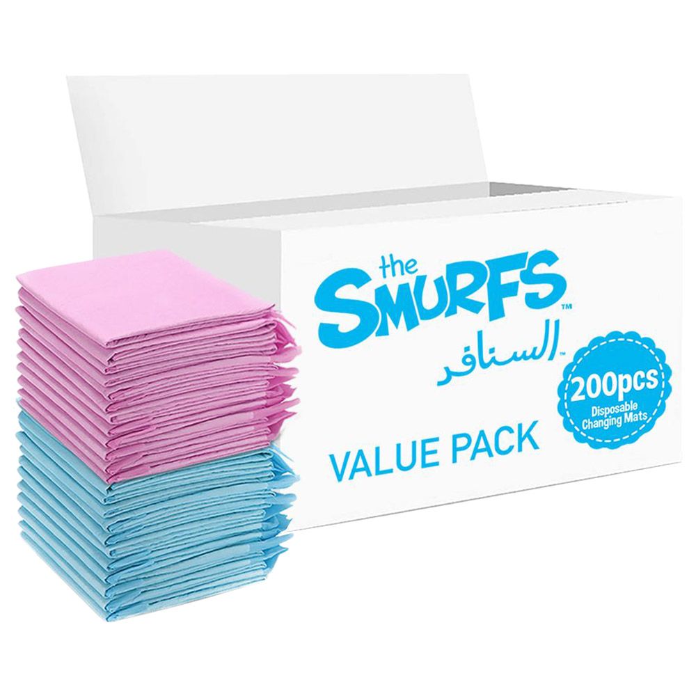 Smurfs - Disposable Changing Mats - 200pcs - Pink/Blue