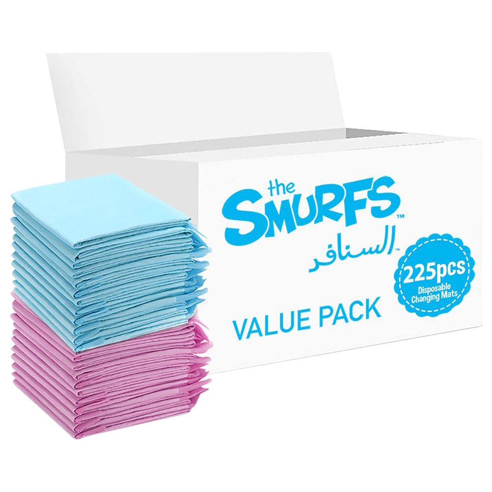 Smurfs - Disposable Changing Mats - 225pcs - Blue/Pink