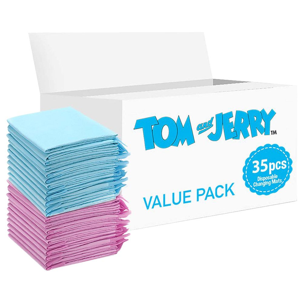 Tom & Jerry - Disposable Changing Mats - 35pcs - Pink/Blue