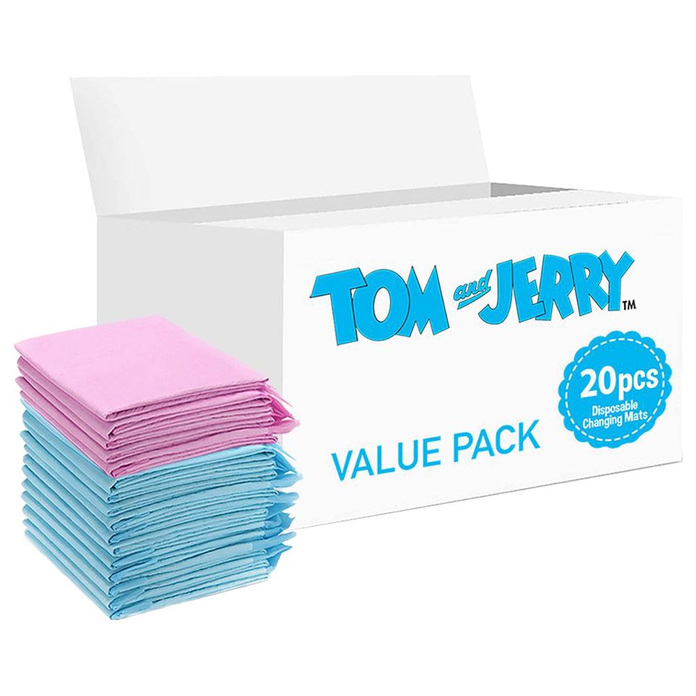 Tom & Jerry - Disposable Changing Mats - 20pcs - Pink/Blue