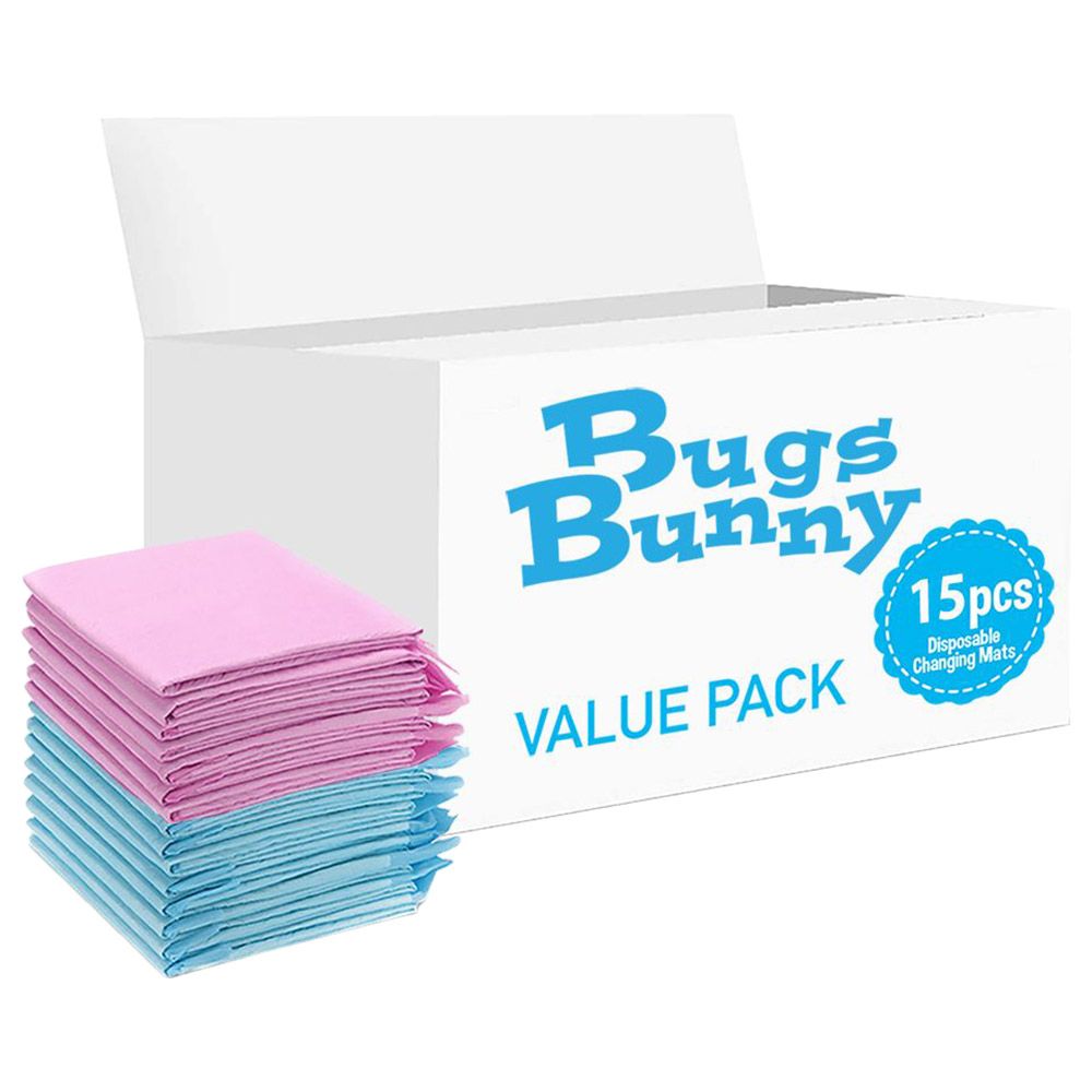 Bugs Bunny - Disposable Changing Mats - 15pcs - Pink/Blue