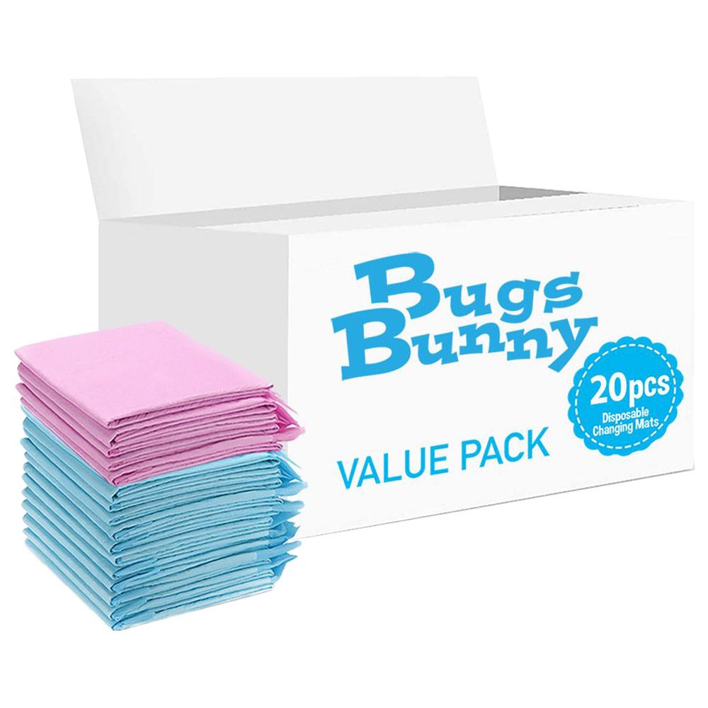 Bugs Bunny - Disposable Changing Mats - 20pcs - Pink/Blue