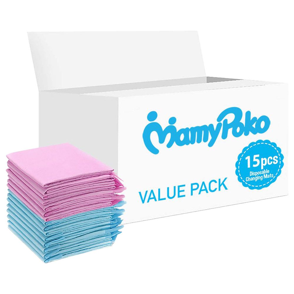 MamyPoko - Disposable Changing Mats - 15pcs - Pink/Blue