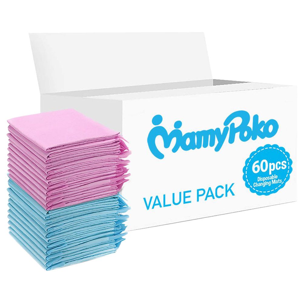 MamyPoko - Disposable Changing Mats - 60pcs - Pink/Blue