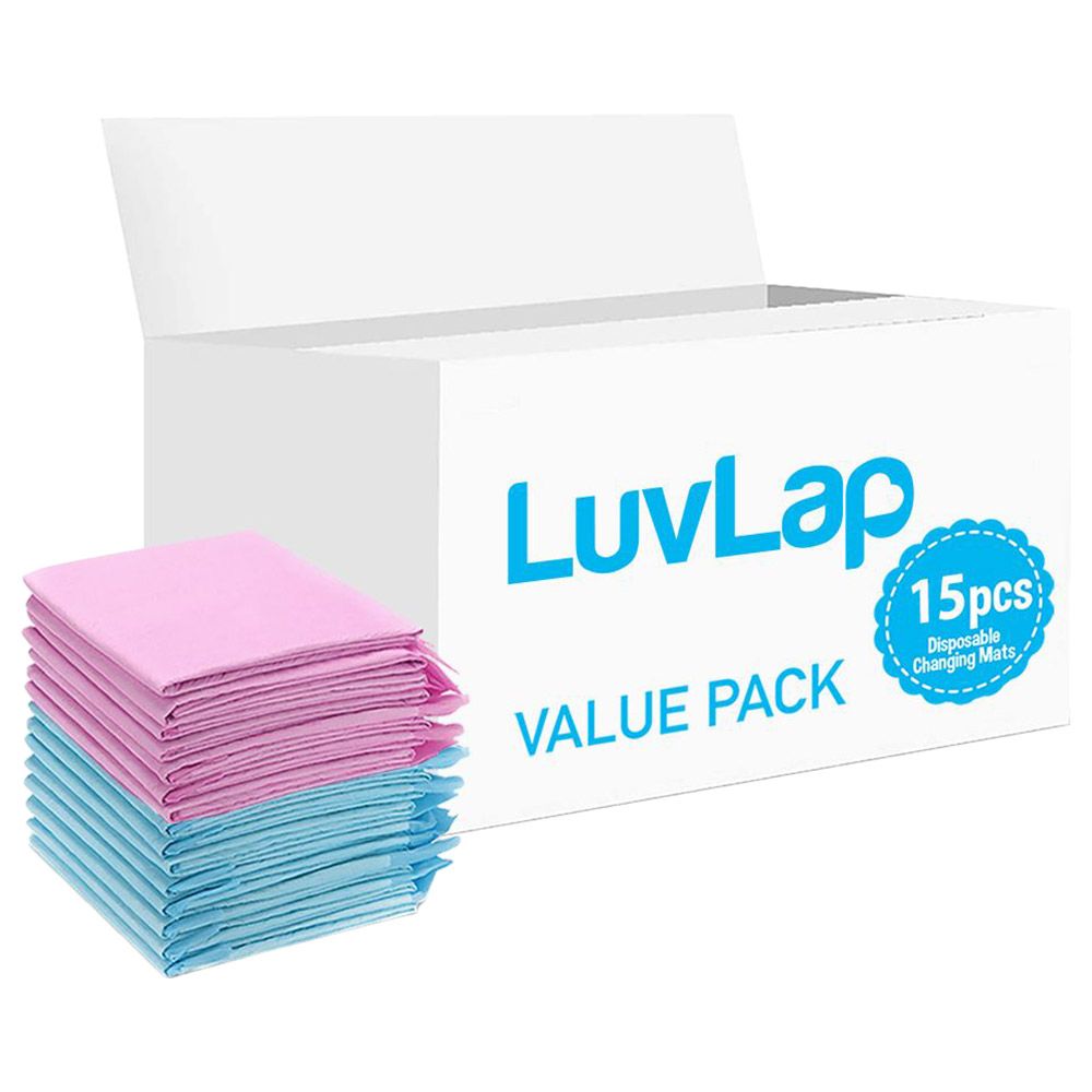 Luvlap - Disposable Changing Mats - 15pcs - Pink/Blue