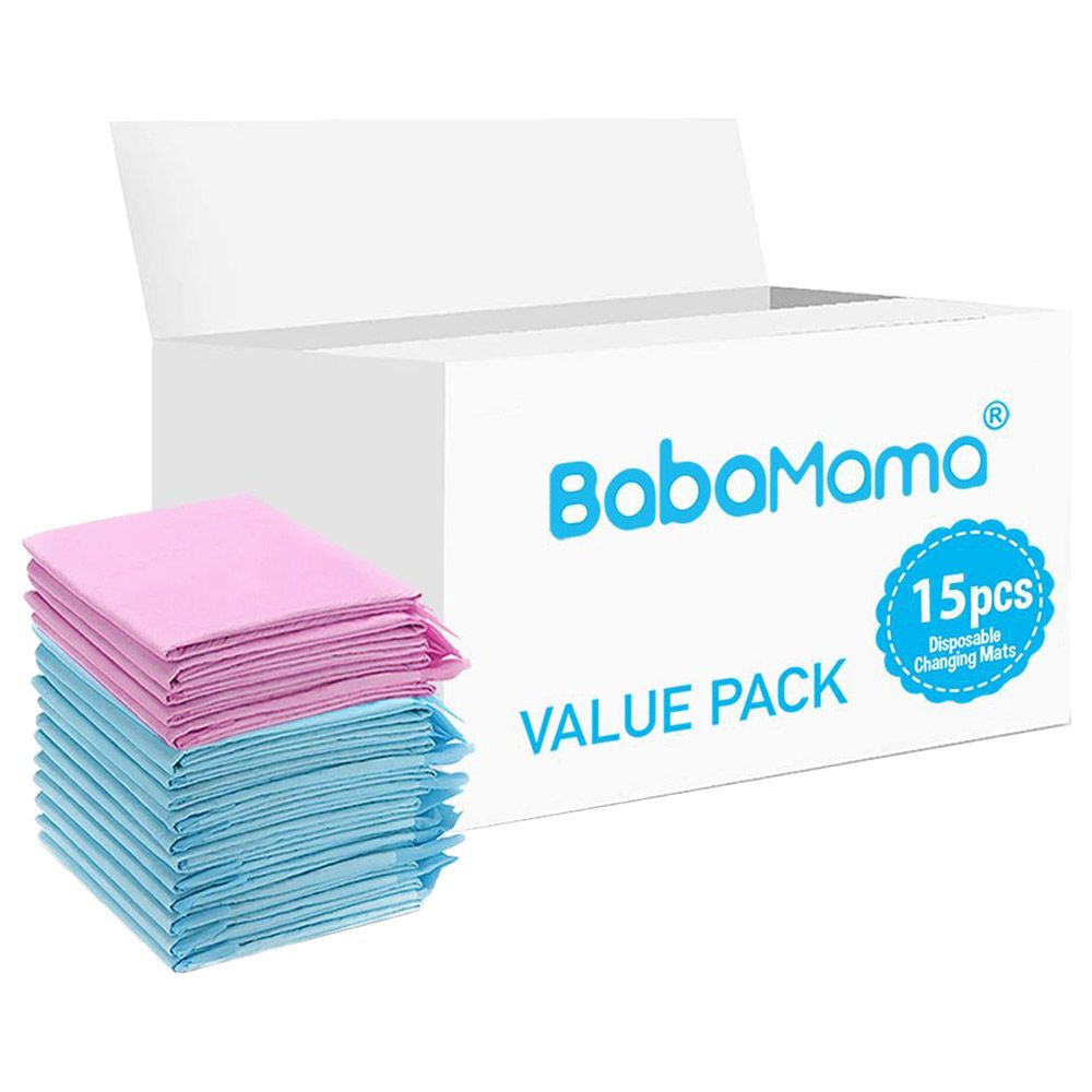 BabaMama - Disposable Changing Mats - 15pcs - Pink/Blue