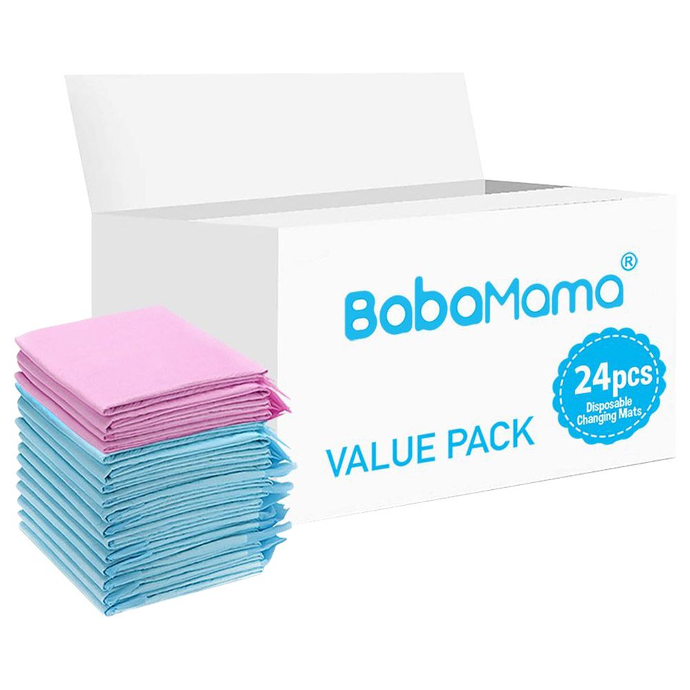 BabaMama - Disposable Changing Mats - 24pcs - Pink/Blue