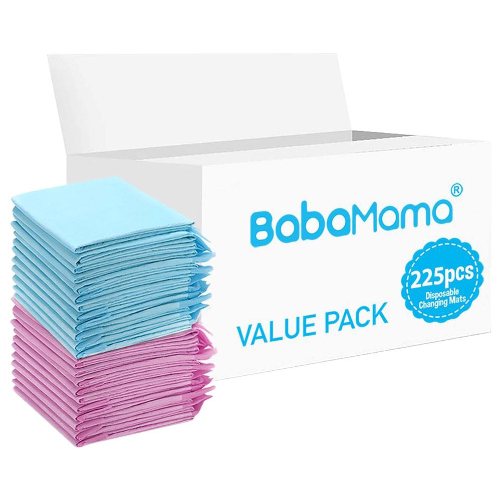 BabaMama - Disposable Changing Mats - 225pcs - Blue/Pink