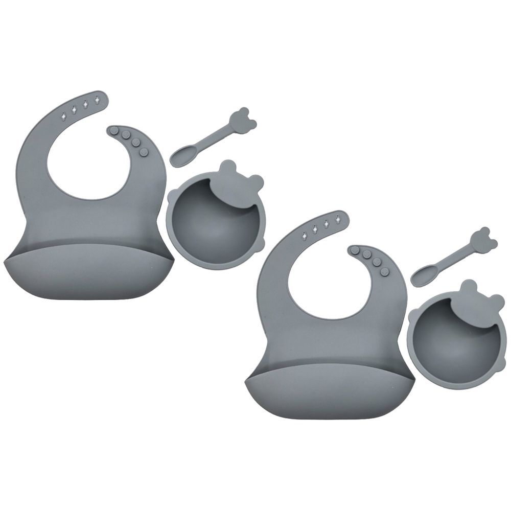 Pixie Baby -  Silicone Feeding Set Pack of 2 - Gray