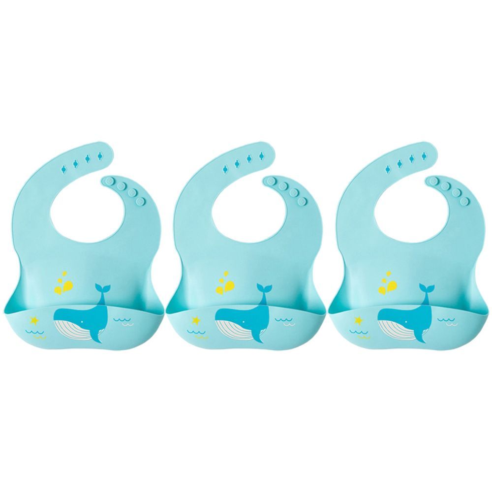 Pixie Baby - Silicone Bibs , Pack of 3 - Whale