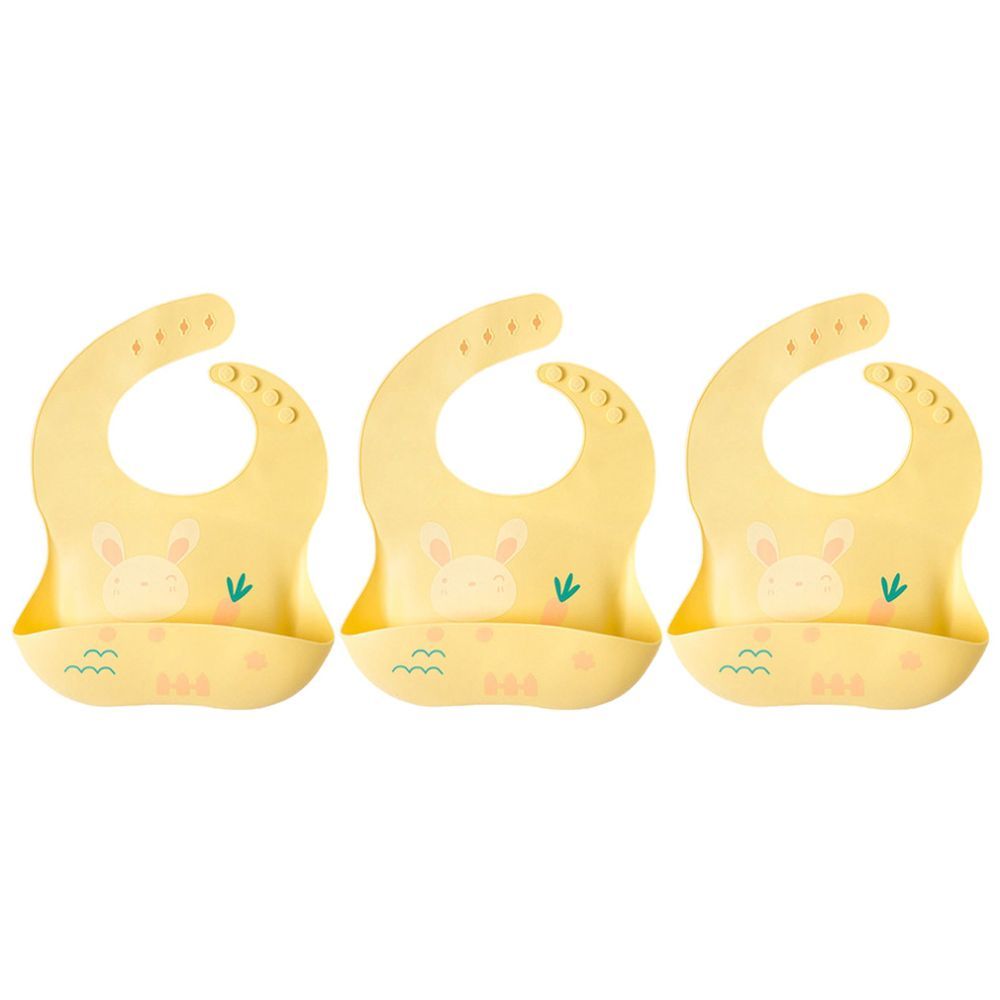 Pixie Baby - Silicone Bibs , Pack of 3 - Bunny