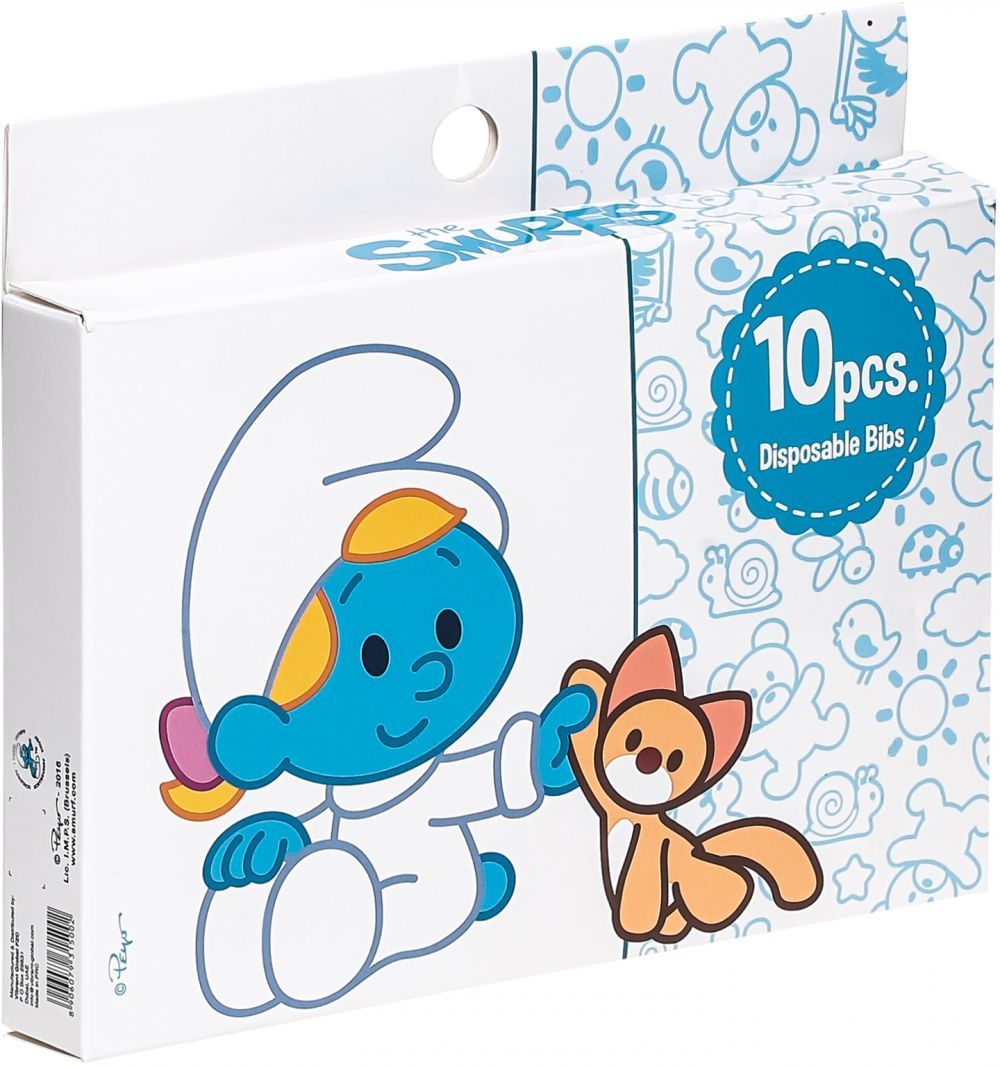 Smurf - Box of 10 Disposable Bibs