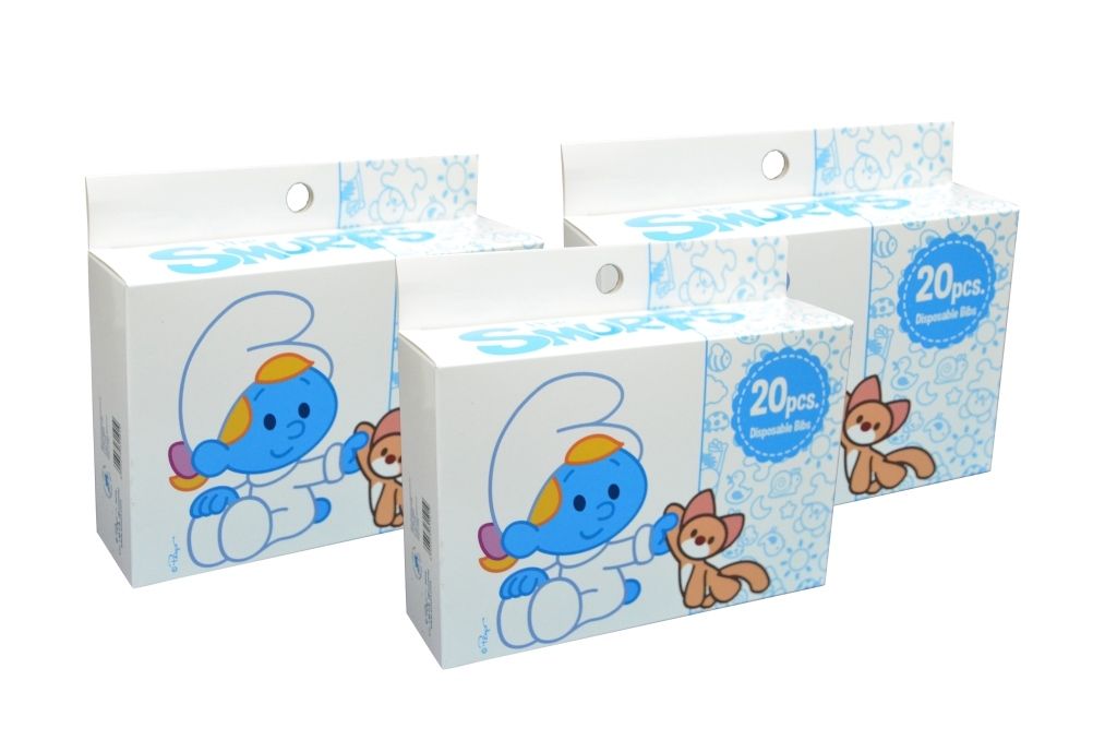 Smurf - Disposable Bibs, Box of 20pcs. (Bundle of 3)