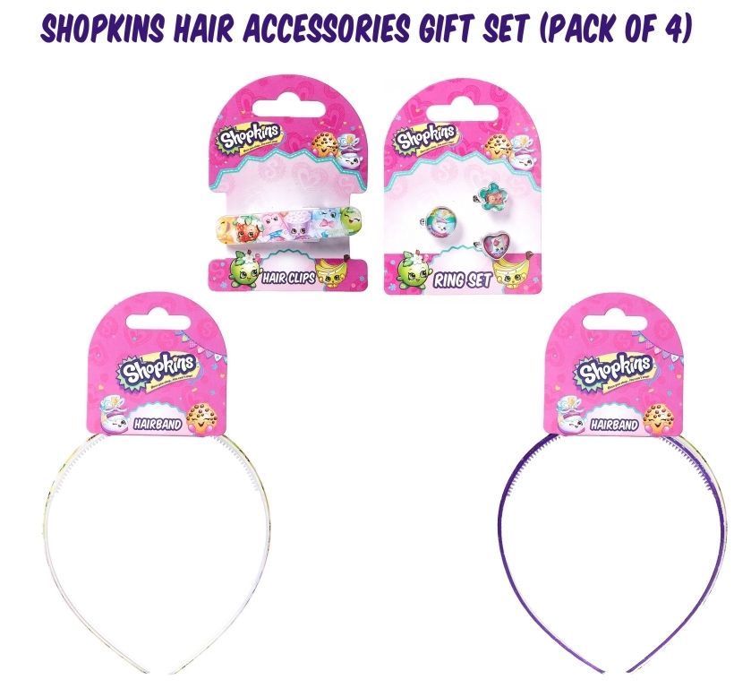 Shopkins Hair Accessories Gift Set, Multi (Pack of 4)