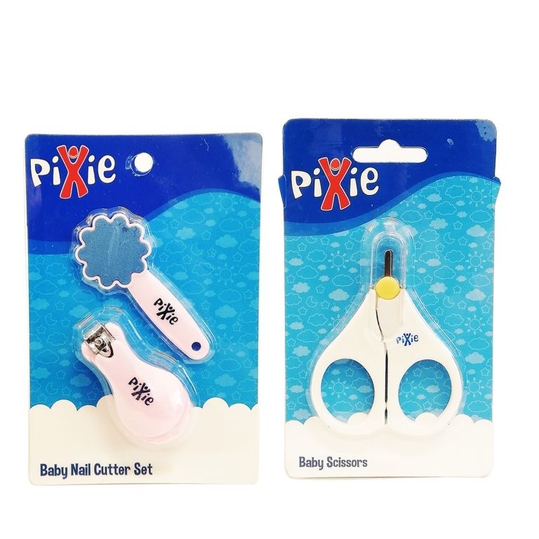 Pixie Baby Nail Cutter & File + Baby Scissors - Pink/White