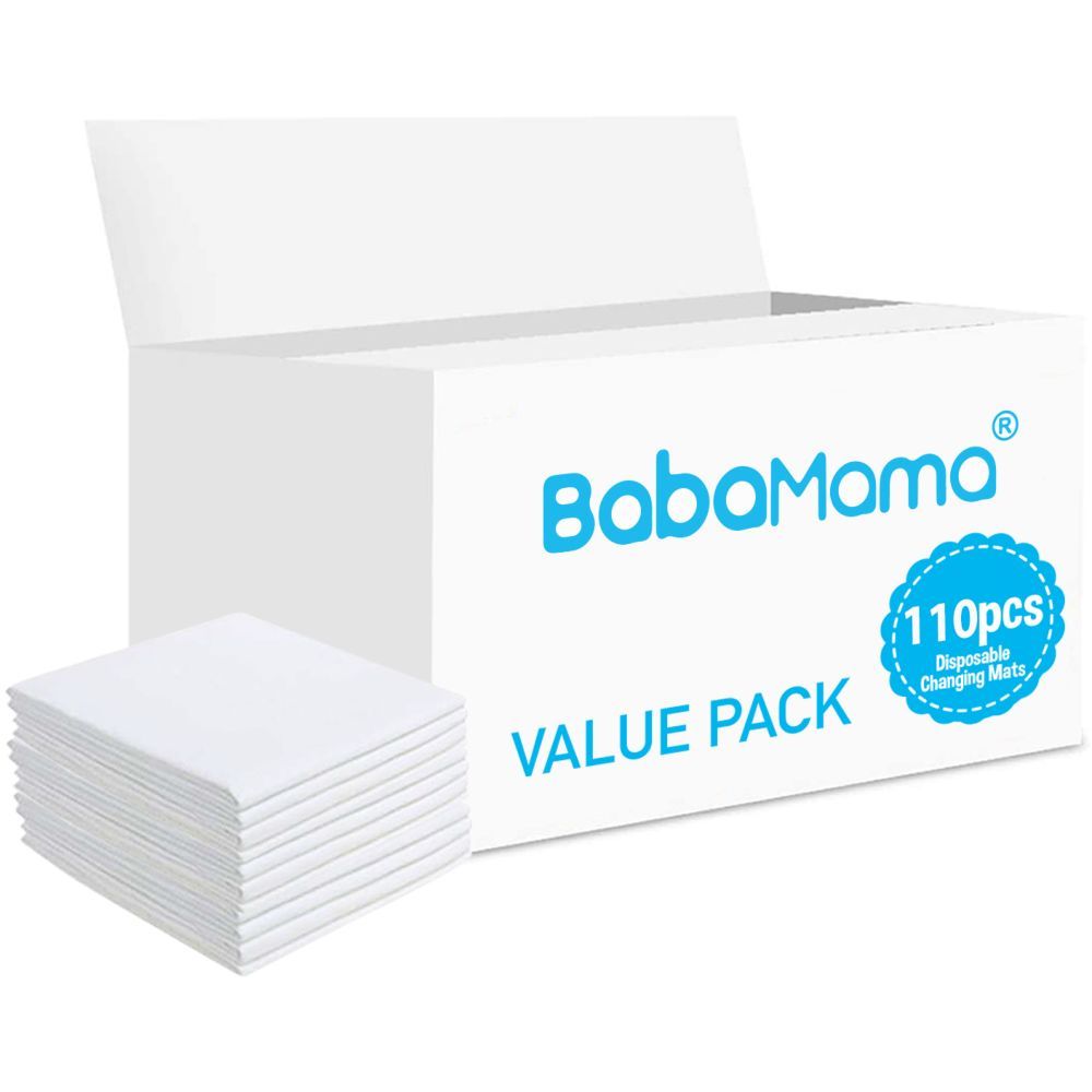 BabaMama Disposable Changing Mats, 110 Counts-White