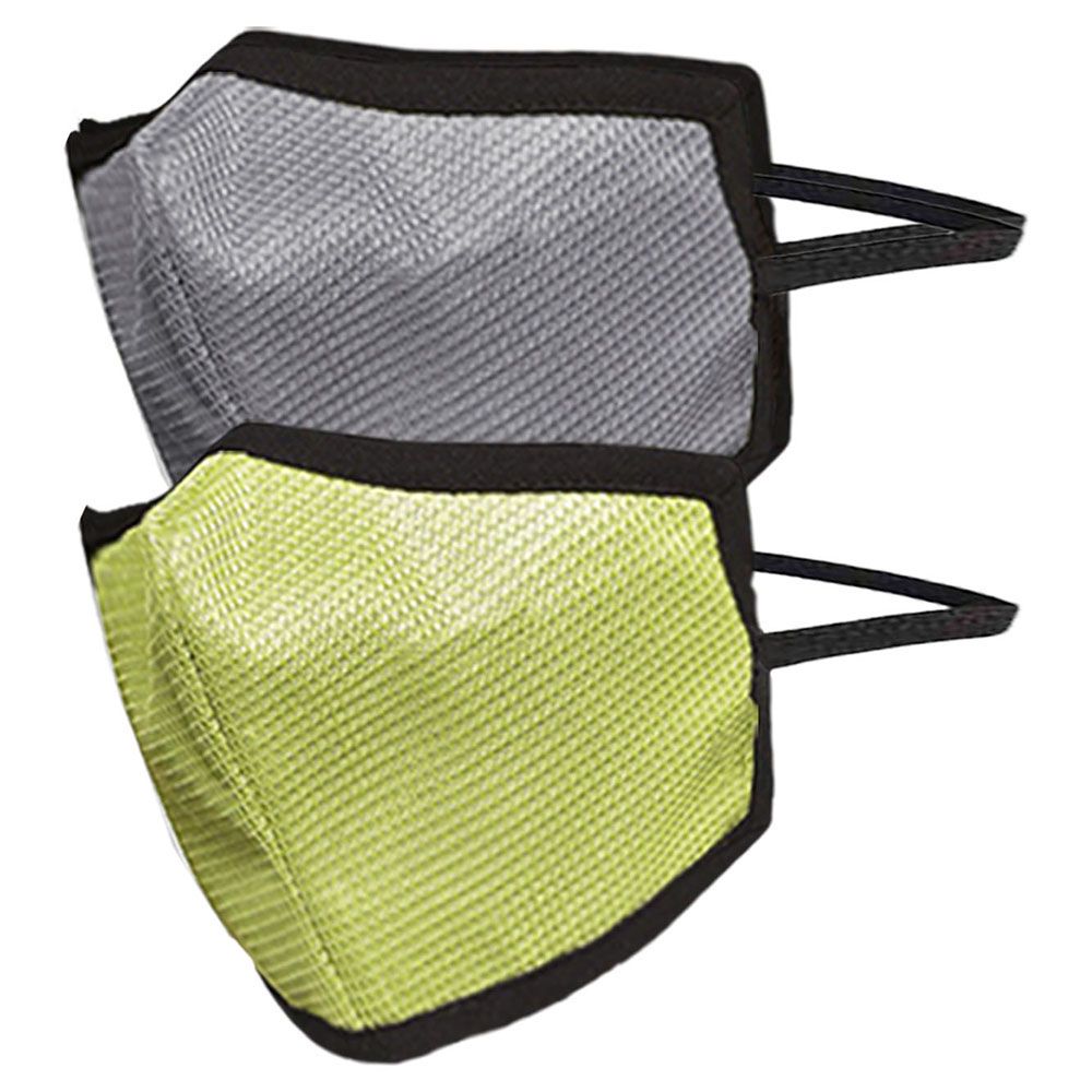 Swayam 4-Layer Protective Face Mask Pack Of 2, Grey & Green