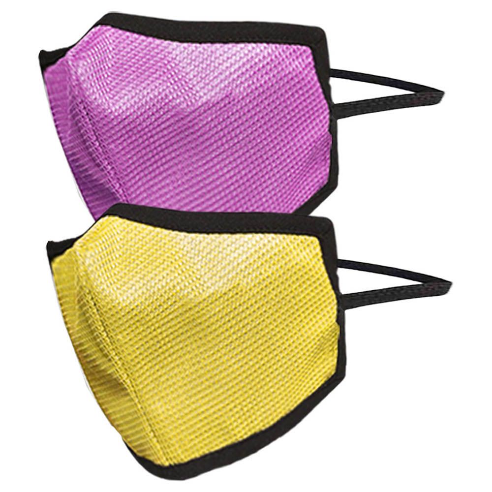 Swayam 4-Layer Protective Face Mask Pack Of 2, Pink & Yellow