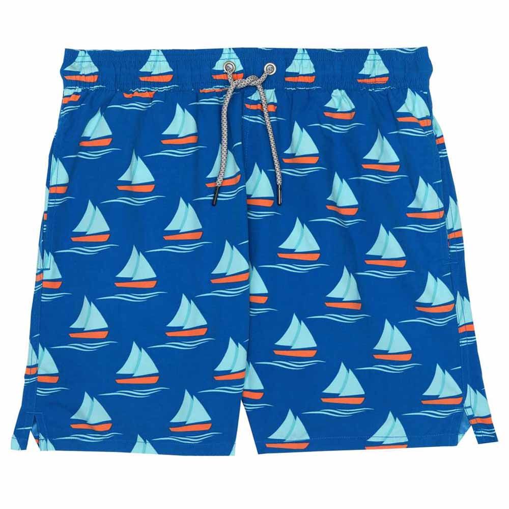 Turquoise - Men Ships Swim Shorts - Blue