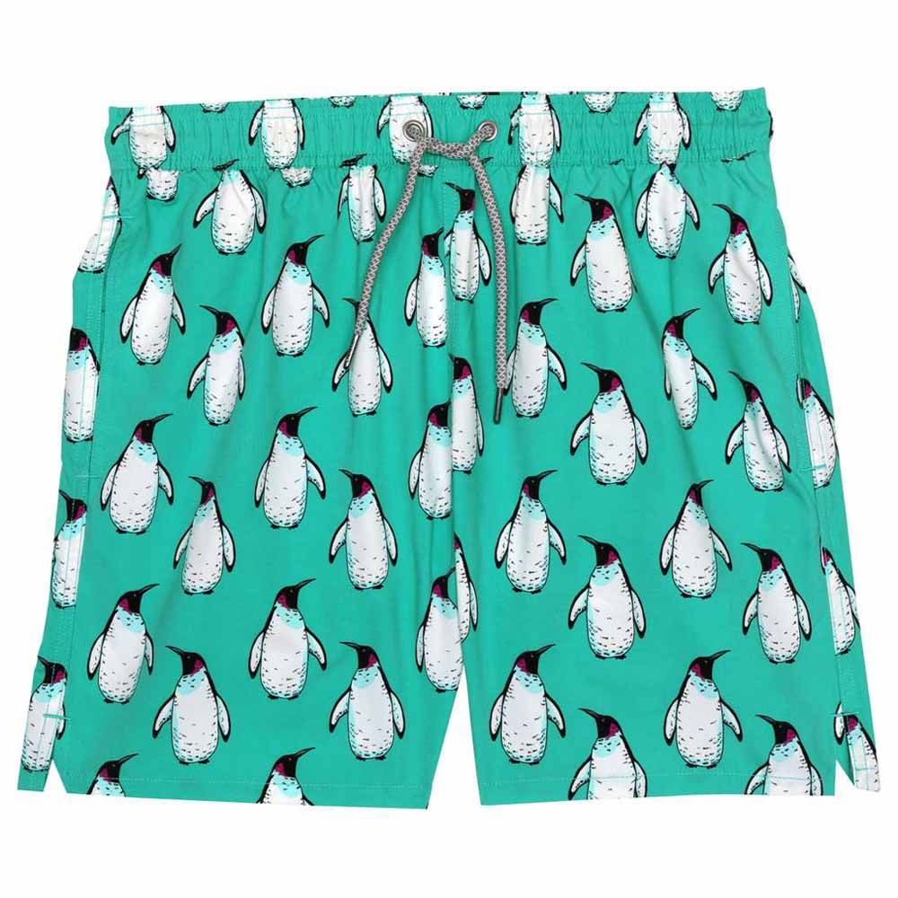 Turquoise - Men Penguins Swim Shorts - Green