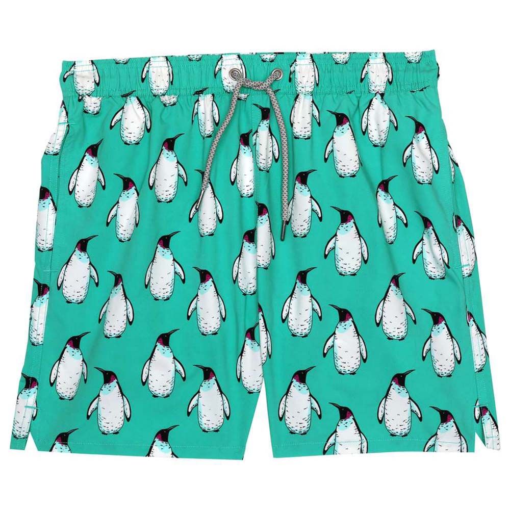 Turquoise - Boys Penguins Swim Shorts - Blue