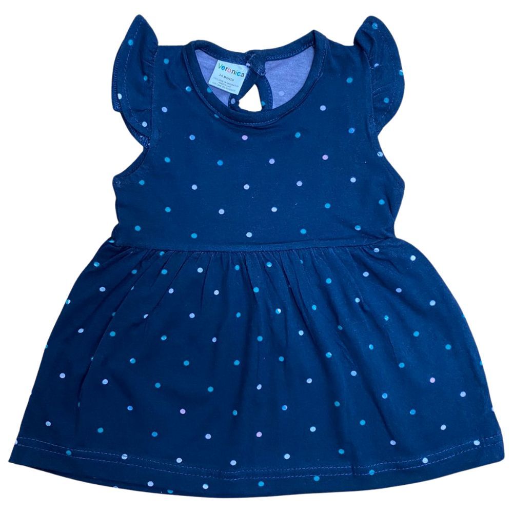 Veronica - Polka Dots Print Baby Girl Dress - Navy