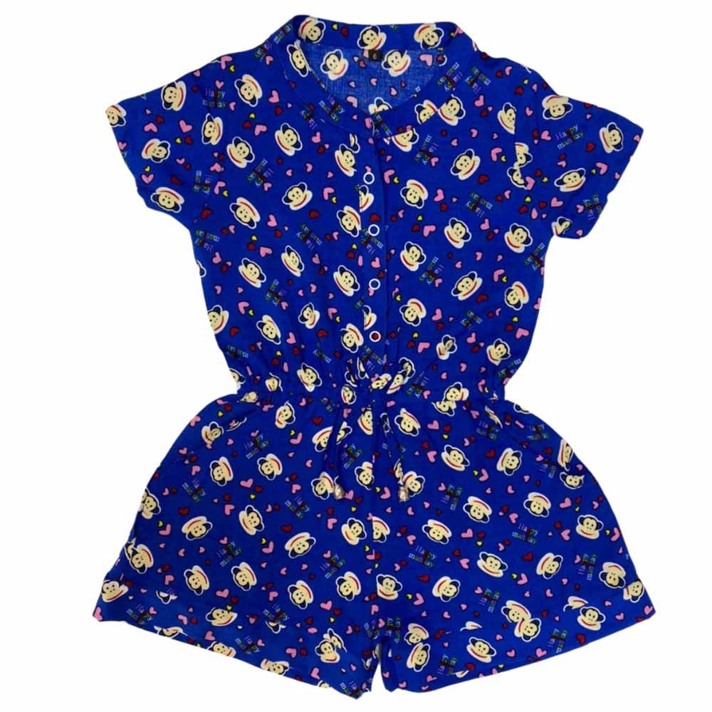 Veronica - Half Print Monkey Jumpsuit - Blue