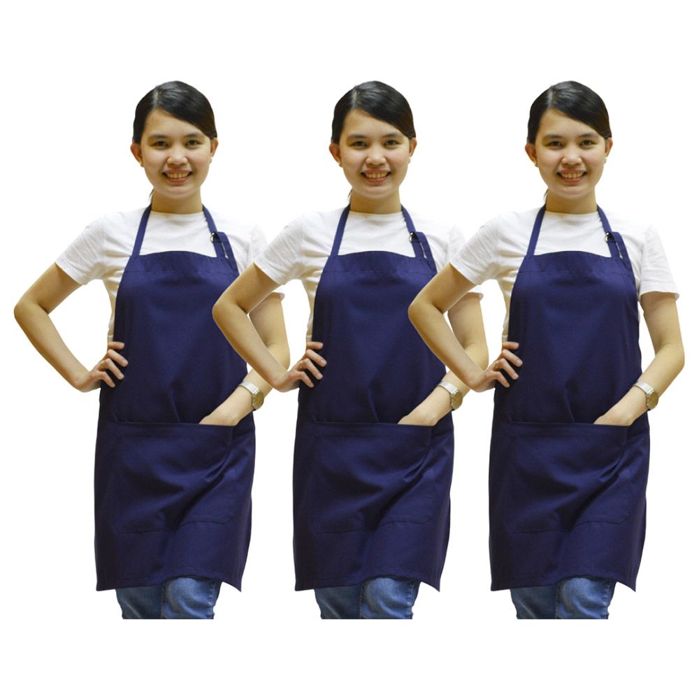 Veronica - Polycotton Apron Pack Of 3 - Navy Blue