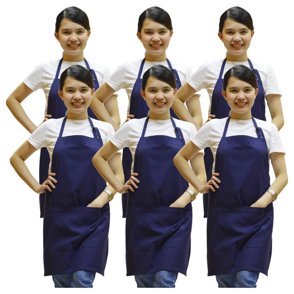 Veronica - Polycotton Apron Pack Of 6 - Navy Blue