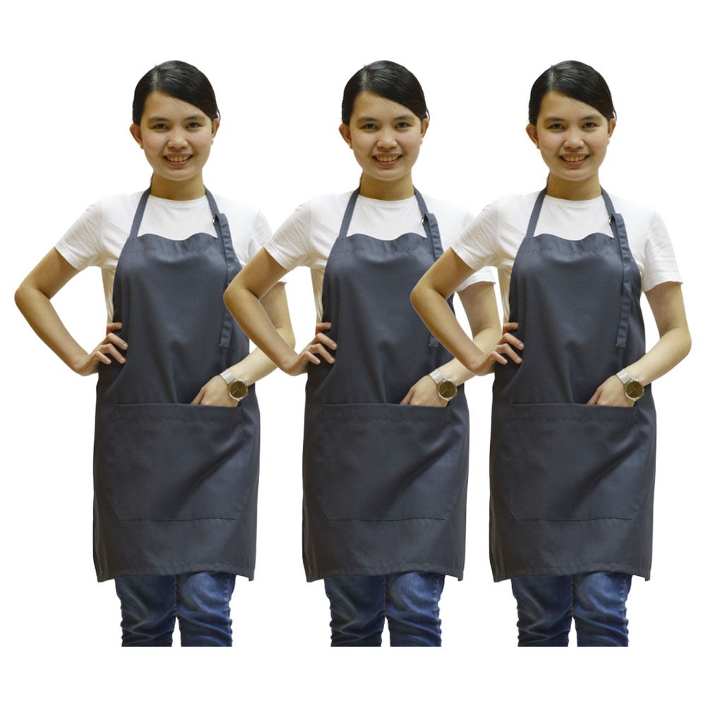 Veronica - Polycotton Apron Pack Of 3 - Dark Grey