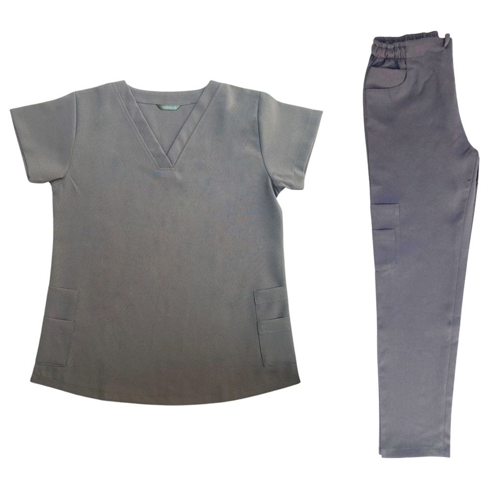 Veronica - Minimatt Scrub Suit/Medical Uniform - Dark Grey