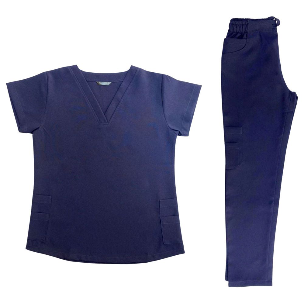 Veronica - Minimatt Scrub Suit/Medical Uniform - Navy Blue