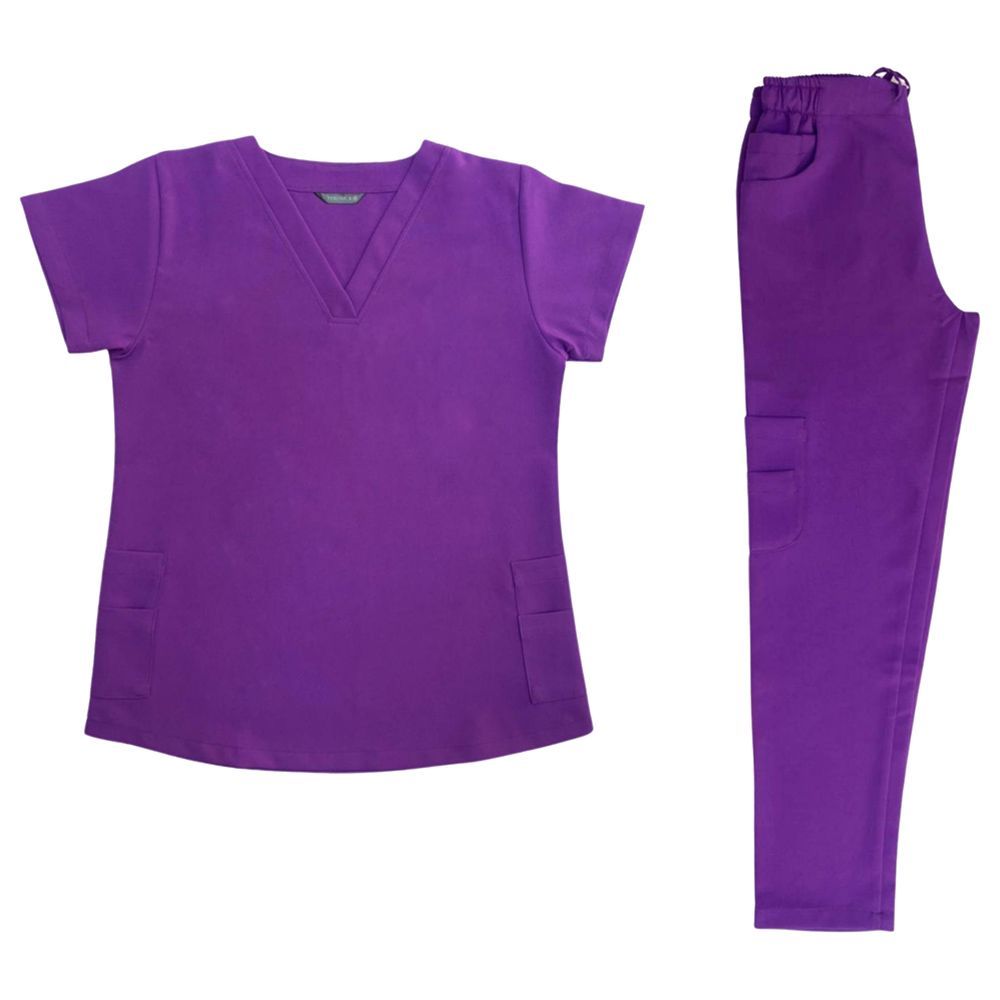 Veronica - Minimatt Scrub Suit/Medical Set Uniform - Violet