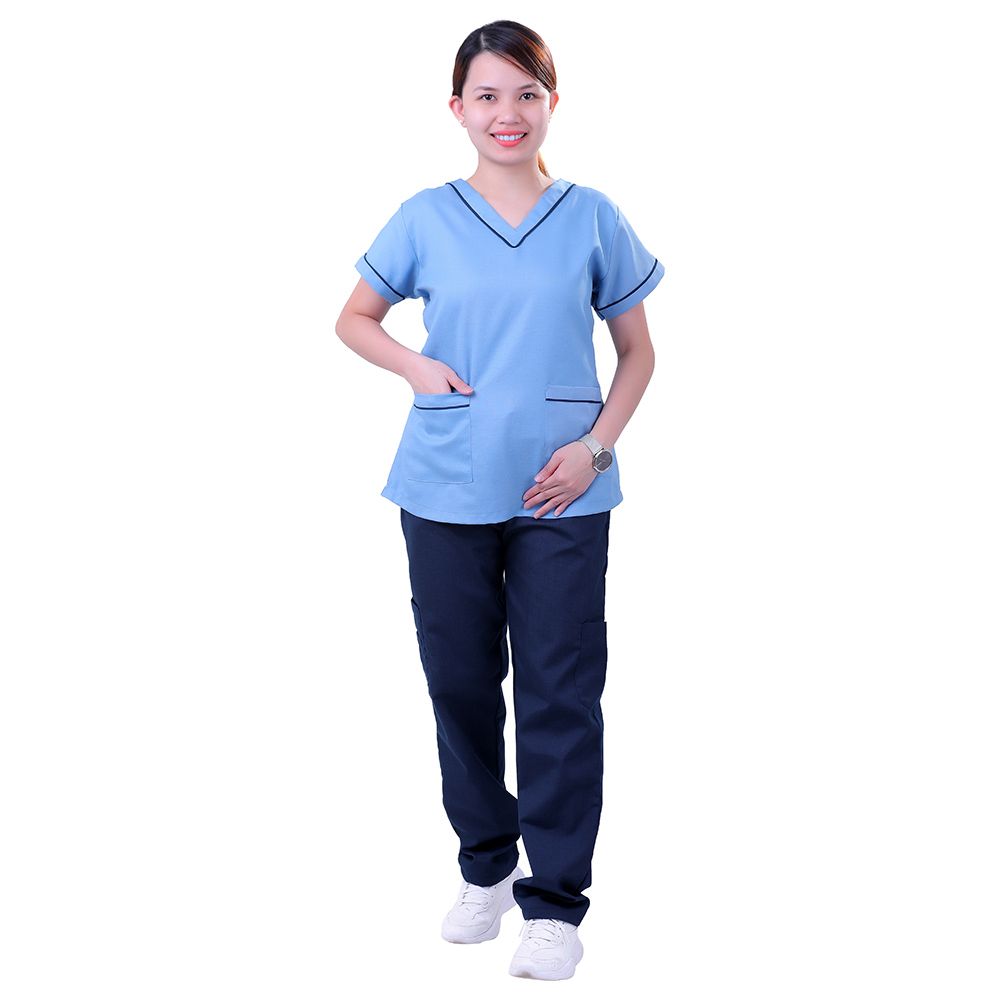 Veronica - Polycotton Medical/Scrub Uniform Set - Light Blue