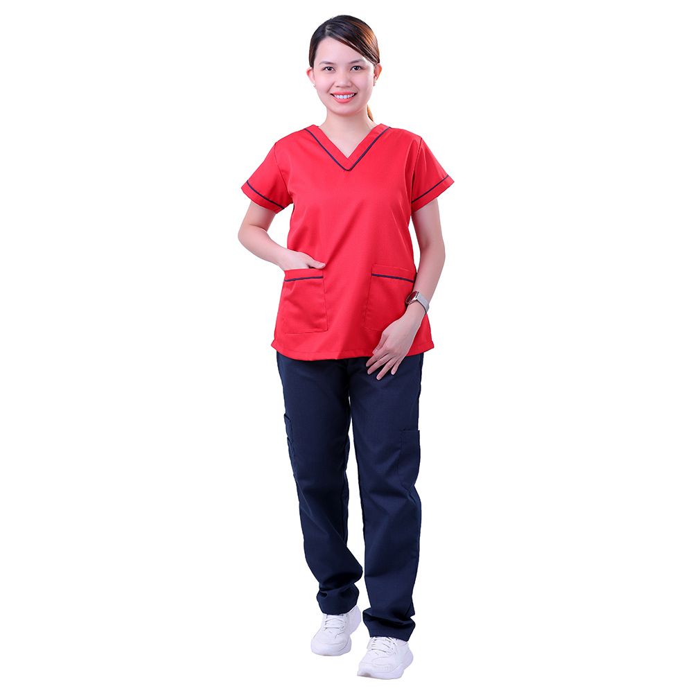 Veronica - Women Polycotton Medical Uniform Set - Red