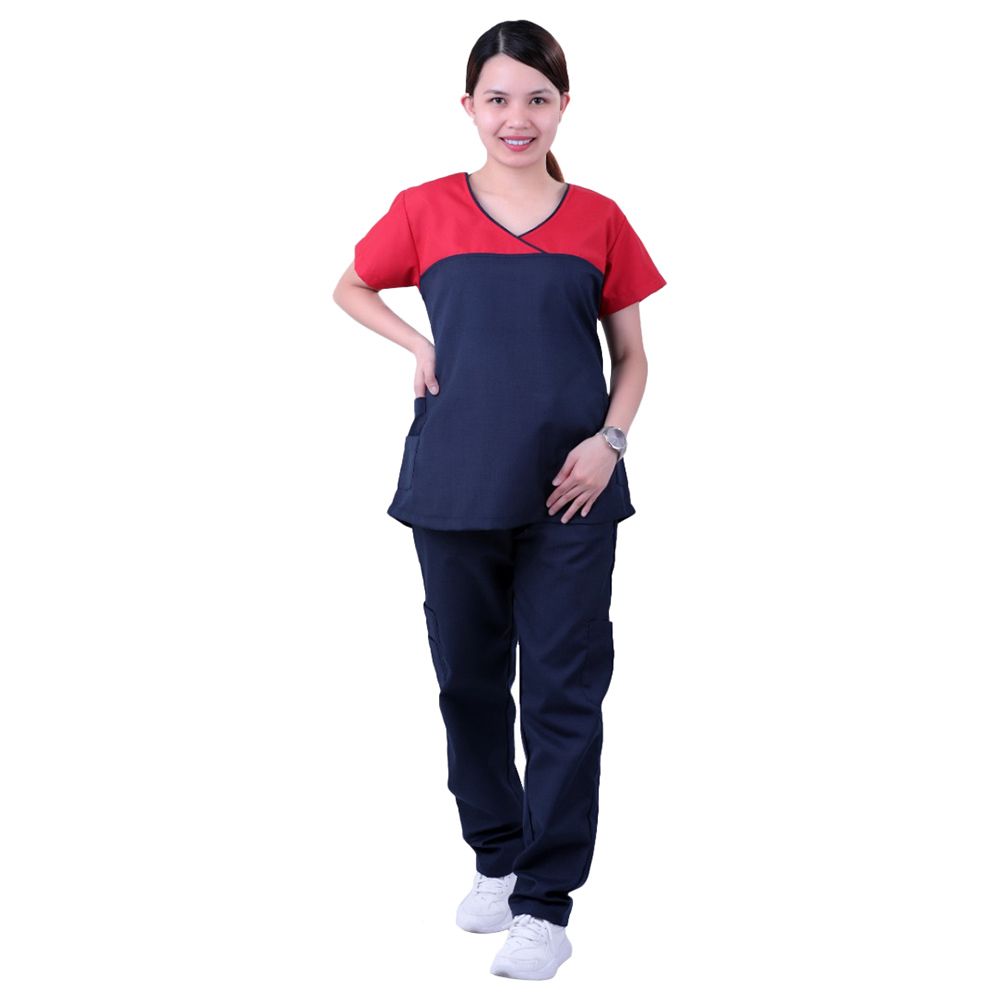 Veronica - Poly Cotton Scrub Suit/Medical Uniform - Red