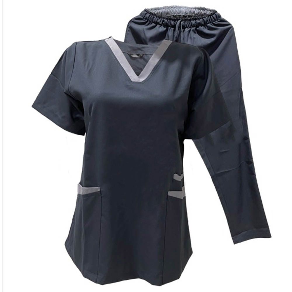 Veronica - 2pc-Set - Medical Scrub Suit For Ladies - Dark Grey