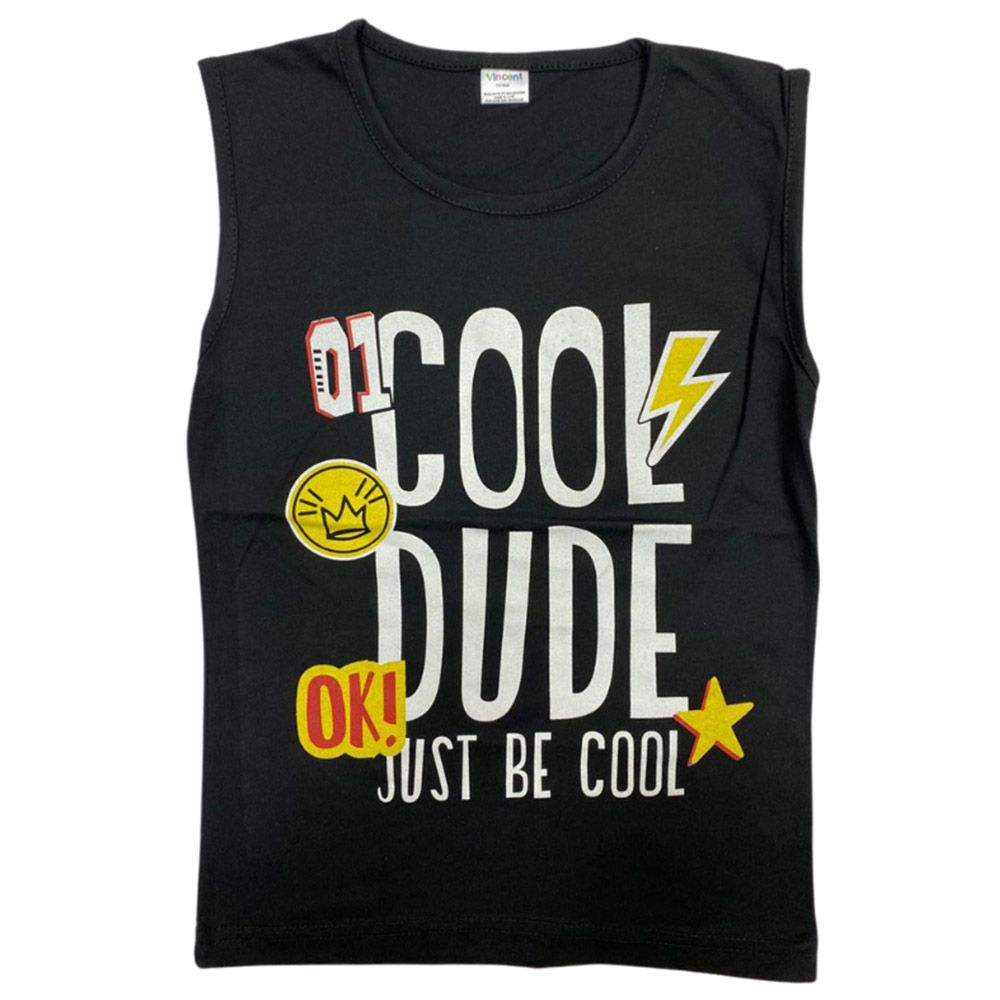 Vincent - Cool Dude Printed Tank Top - Black