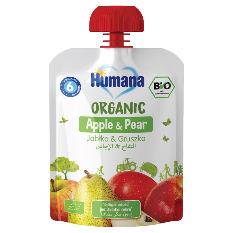 Humana - Organic Puree Pouch - Apple & Pear 90g