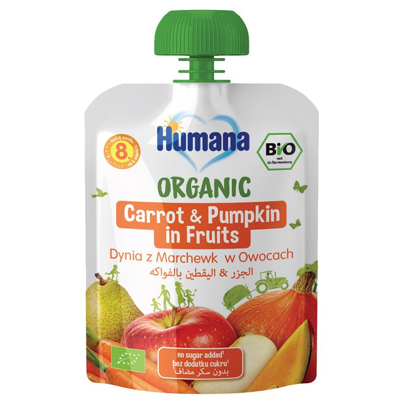 Humana - Organic Puree Pouch - Carrot & Pumpkin w/ Fruits 90g