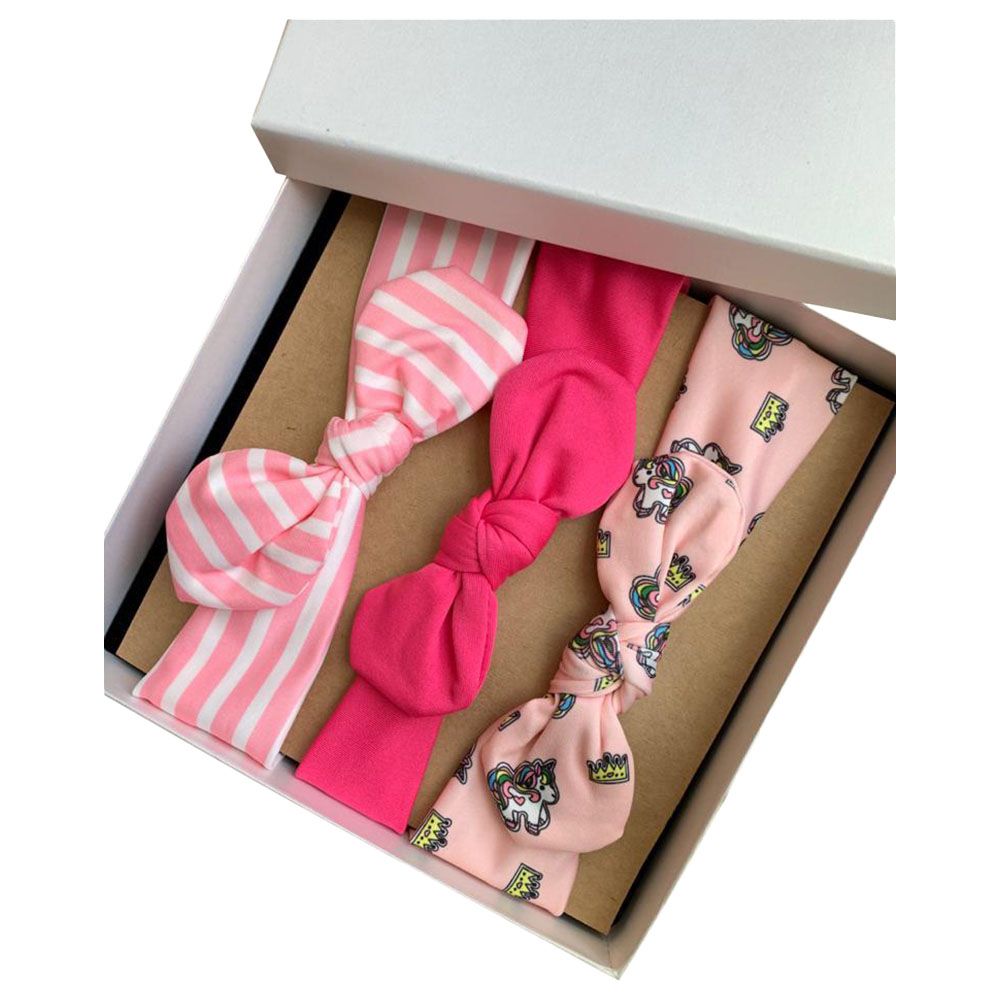 The Girl Cap - Baby Set Of 3 Headband Gift Set - Blush