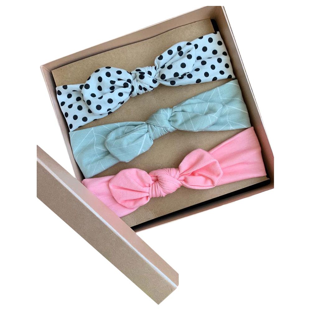 The Girl Cap - Baby Set Of 3 Headband Gift Set - Pinky Dots