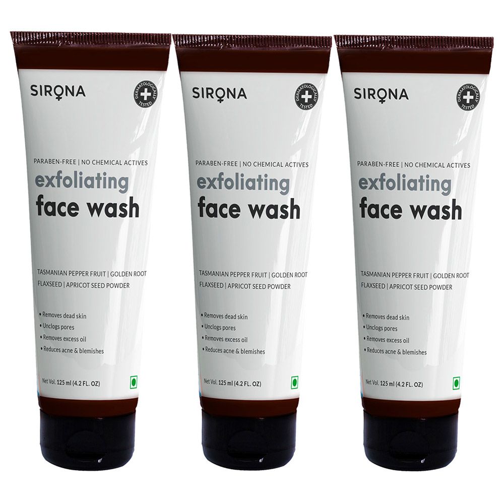 Sirona - Natural Exfoliating Facial Cleanser 125ml Pack of 3