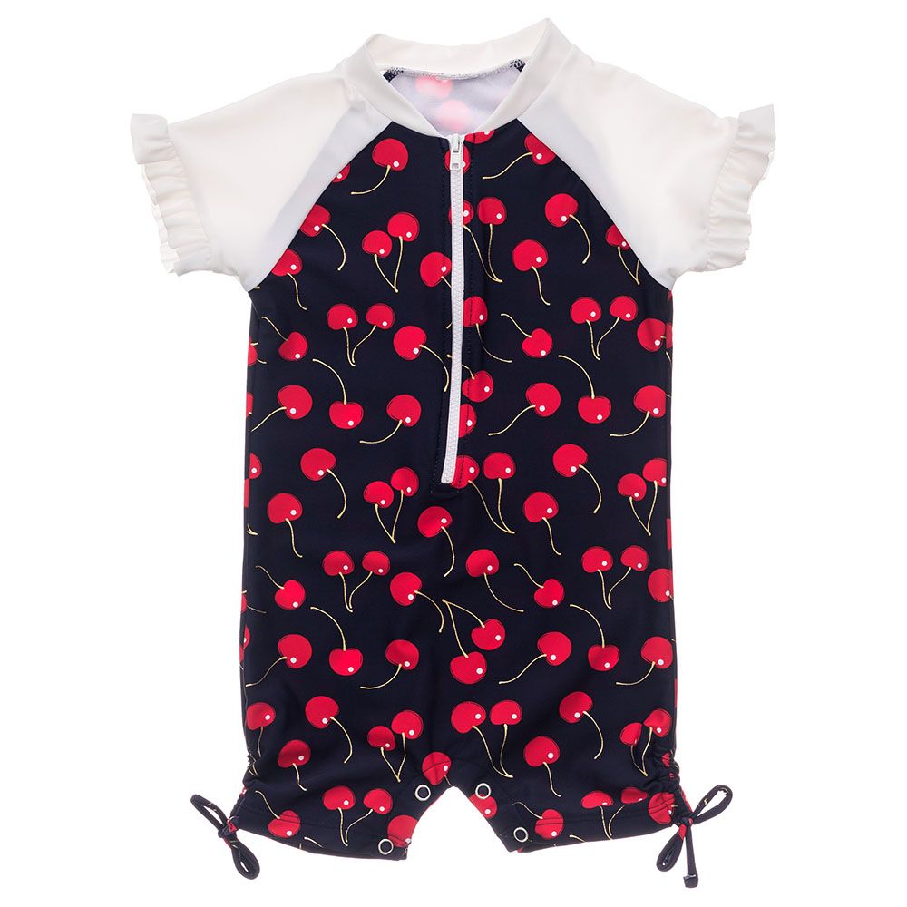 Snapperrock - Ma Cheri Short Sleeves Ruffle Sunsuit - Navy