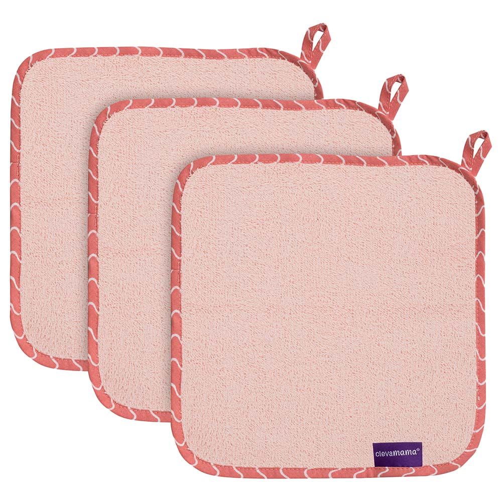 Clevamama - Bamboo Baby Washcloth Set - Pack Of 3 - Pink