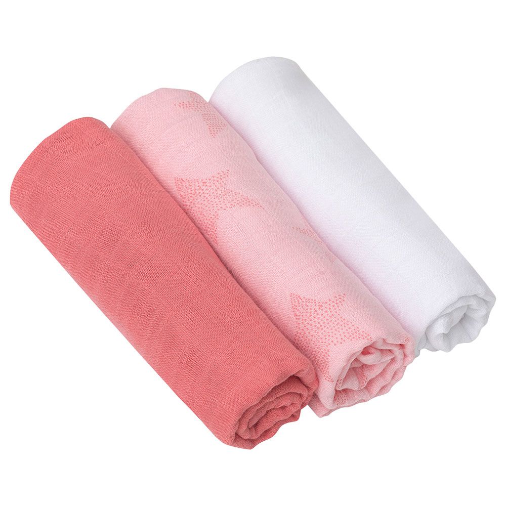 Clevamama - Muslin Cloth Set - Pink - Pack Of 3