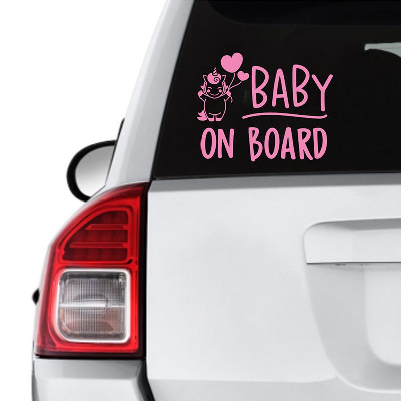 Twinkle Hands - Baby On Board Unicorn Theme Sticker - Pink