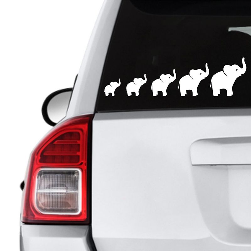 Twinkle Hands - Elephant Family Decal Car Sticker - White