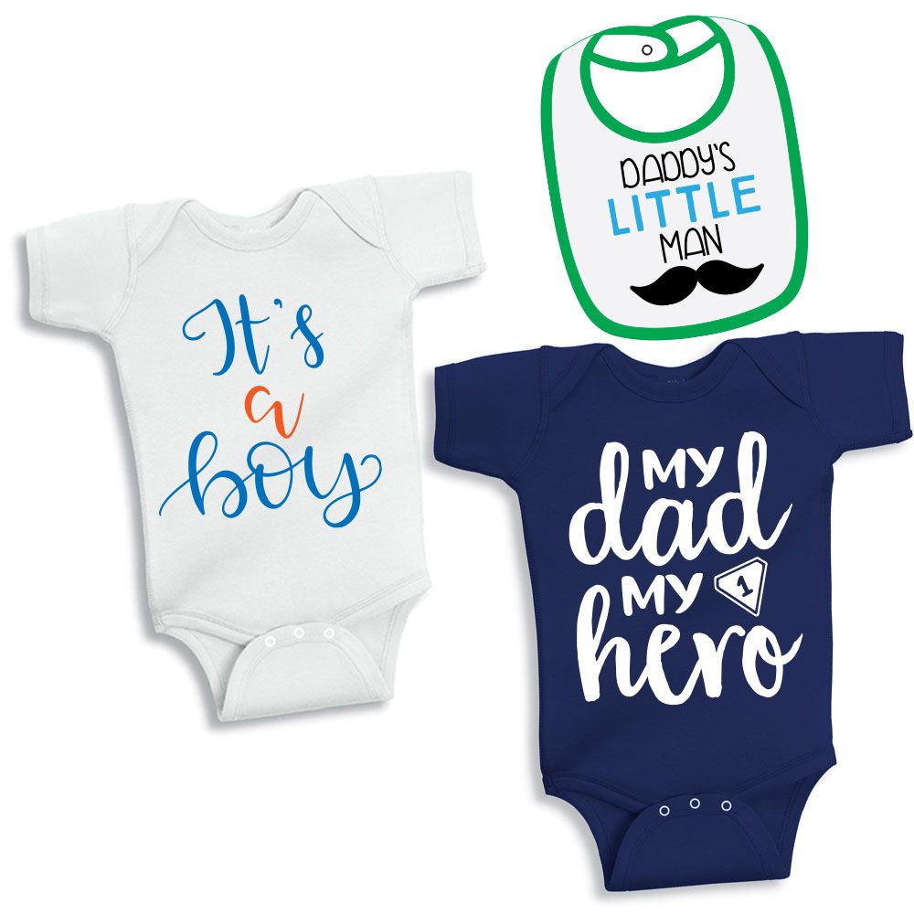 Twinkle Hands - Bodysuits & Bib Set - White/Navy