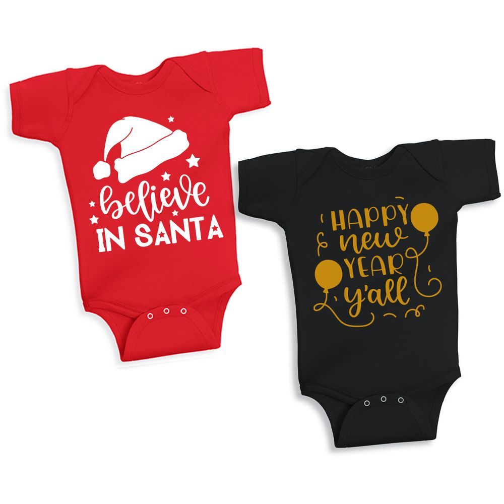 Twinkle Hands - Santa & New Year Onesie Set - Red & Black